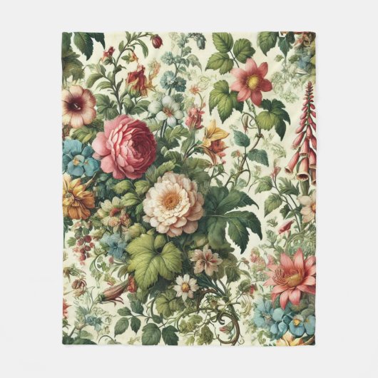Seamless Botanical Floral Pattern Sherpa Blanket Fleecedecke (Vorderseite)
