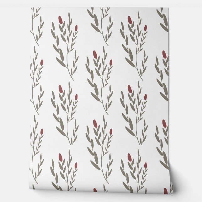 seamless botanical  simple pattern  with plants on tapete (Abrollen)