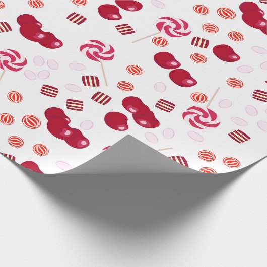 Seamless bright Cherry Bery Candy Lollipops süß Geschenkpapier (Ecke)