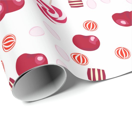 Seamless bright Cherry Bery Candy Lollipops süß Geschenkpapier (Rolleneckpunkt)