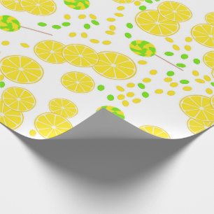 Seamless bright lemon slices candy lollipops sweet geschenkpapier