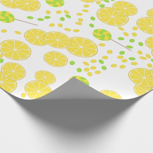 Seamless bright lemon slices candy lollipops sweet geschenkpapier (Ecke)