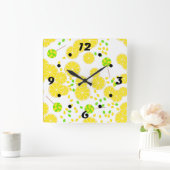 Seamless bright lemon slices candy lollipops sweet quadratische wanduhr (Zuhause)
