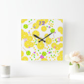 Seamless bright lemon slices candy lollipops sweet quadratische wanduhr (Zuhause)