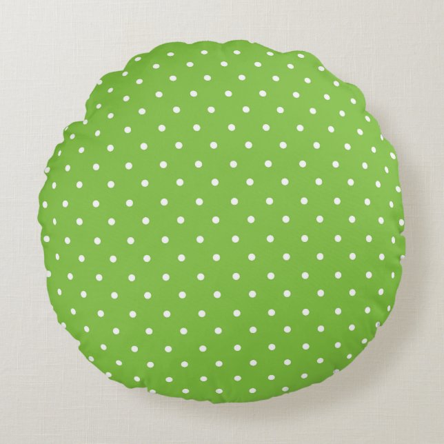 Seamless  bright lime polka dot pattern  rundes kissen (Vorderseite)