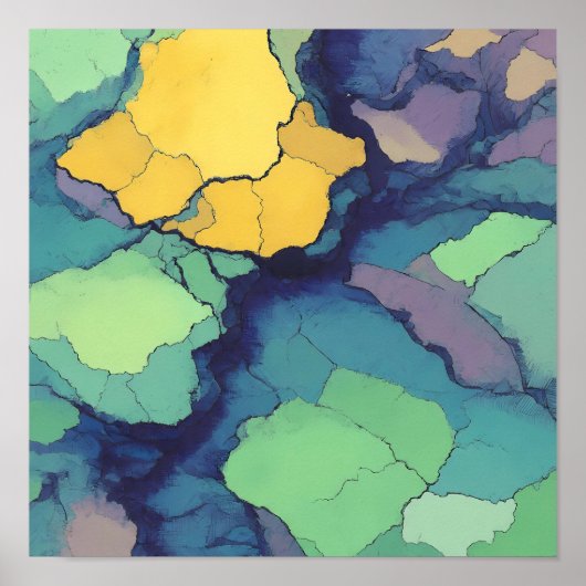 Seamless Bright Mineral Tiling with Metallic Lines Poster (Vorne)