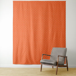 Seamless  bright orange background polka dot wandteppich