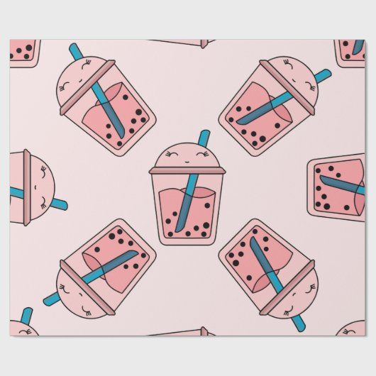 Seamless bright pattern bubble tea fruit summer dr geschenkpapier (Flach)