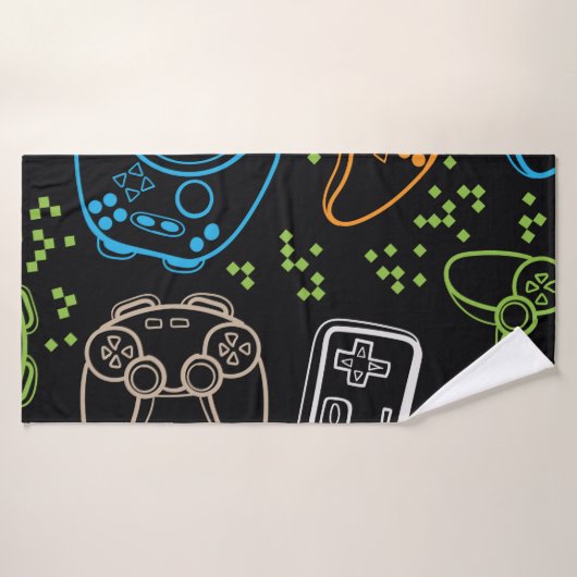 Seamless bright pattern with joysticks. Gaming Coo Badehandtuch (Badehandtuch)