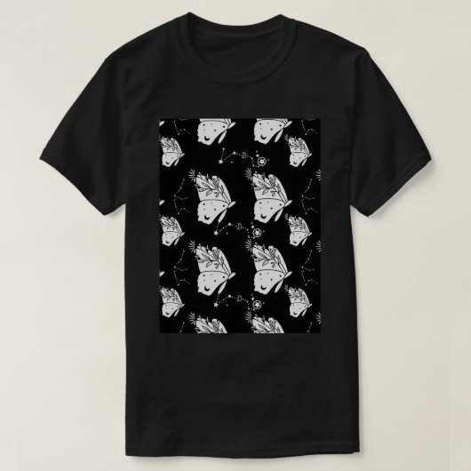 Seamless Celestial Pattern Celestial Moth Pattern T-Shirt (Design vorne)