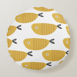 Seamless childish pattern with funny fishes. Creat Rundes Kissen