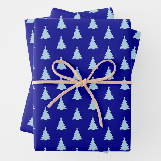 Seamless Christmas Tree on Blue Geschenkpapier Set (Beispiel)