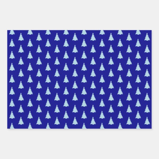 Seamless Christmas Tree on Blue Geschenkpapier Set (Vorderseite)