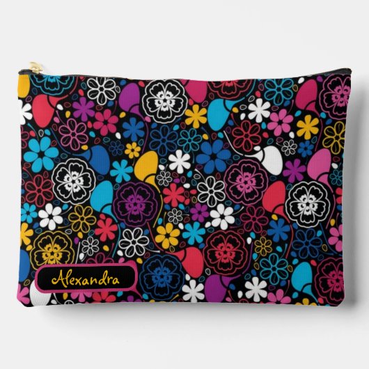 Seamless Colorful Leaves and Flowers Pattern Zubehörtasche (Vorderseite)