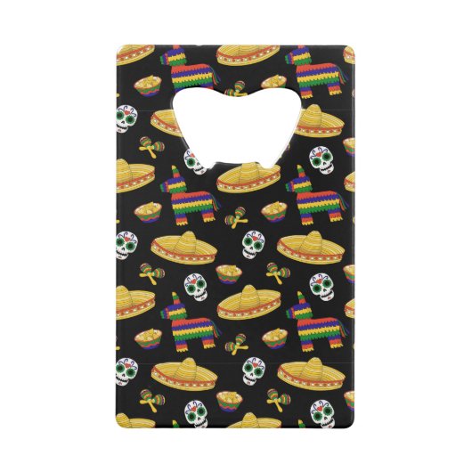 Seamless Colorful Mexican Vibe Geldbeutel Flaschenöffner (Rückseite)