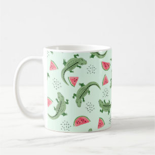 Seamless crocodile pattern with watermelon slices. kaffeetasse