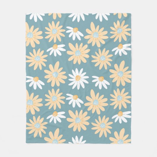 Seamless daisies pattern in small naive wild flowe fleecedecke (Vorderseite)
