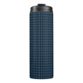 Seamless Dark Blue & Gray Gingham Rustic Pattern Thermosbecher (Vorderseite)