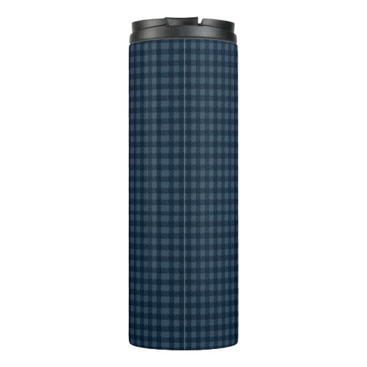 Seamless Dark Blue & Gray Gingham Rustic Pattern Thermosbecher (Rückseite)