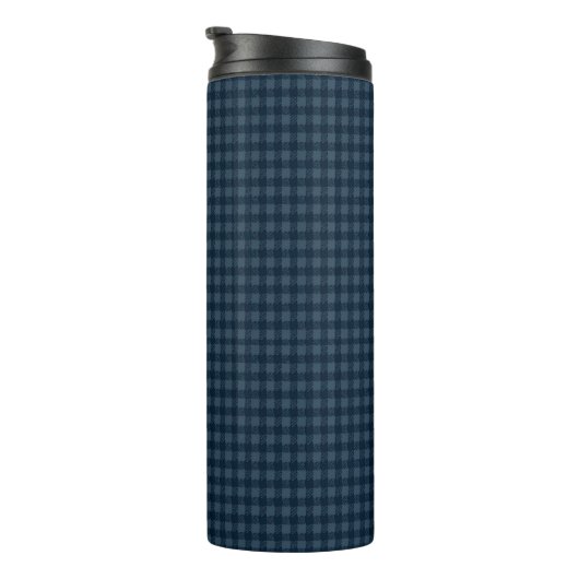 Seamless Dark Blue & Gray Gingham Rustic Pattern Thermosbecher (Nach rechts gedreht)