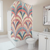 Seamless embroidered pattern. Wavy bohemian print. Duschvorhang (Beispiel)