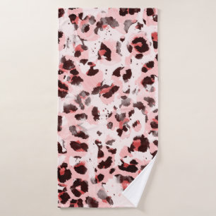 Seamless Endless Hand Drawn Watercolor Leopard Ani Badehandtuch