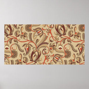 seamless fantastic floral pattern on background poster
