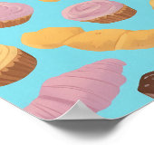 Seamless Flat Color Undulating Pastry Pattern Poster (Ecke)