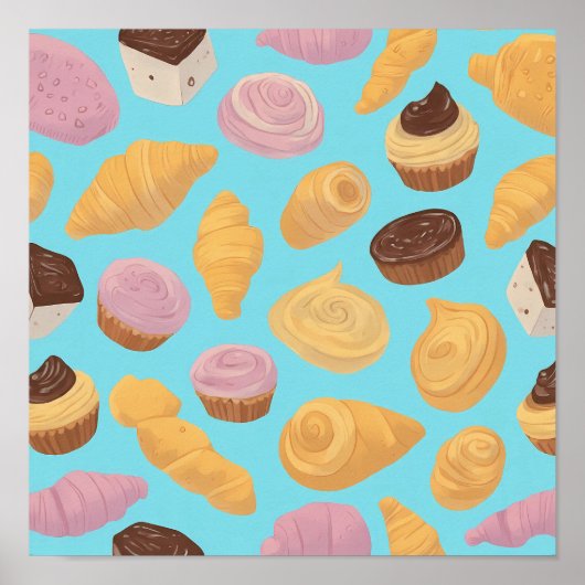 Seamless Flat Color Undulating Pastry Pattern Poster (Vorne)