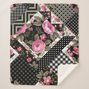 seamless floral patchwork path with geometrical sherpadecke