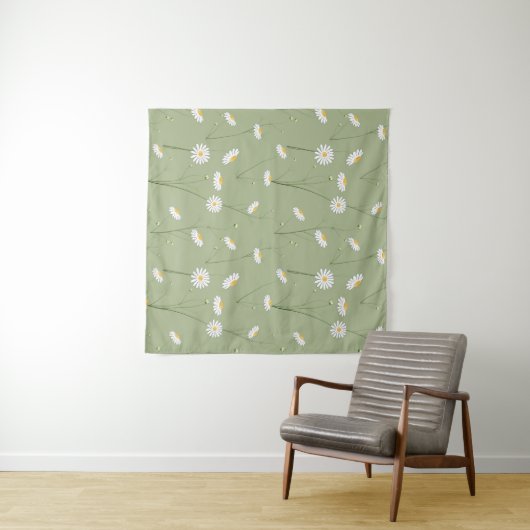 Seamless floral pattern background with cosmos flo wandteppich (Beispiel (Horizontal))