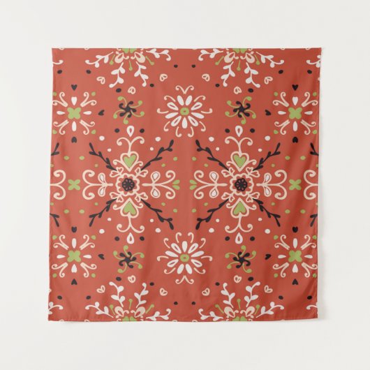 Seamless floral pattern folk colorful flowers and  wandteppich (Vorderseite)