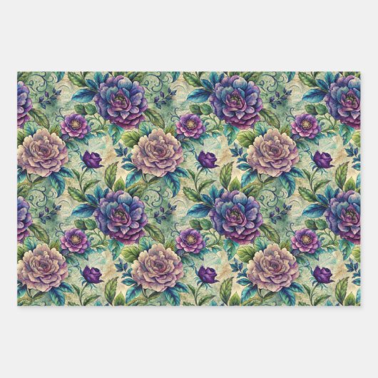 Seamless Floral Pattern Furniture Decoupage Geschenkpapier Set (Vorderseite 2)