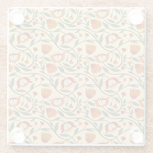 Seamless floral pattern in beige background glasuntersetzer (Rückseite)