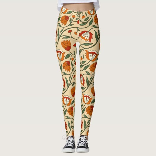 Seamless floral pattern in beige background leggings (Vorderseite)