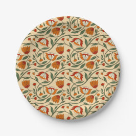 Seamless floral pattern in beige background pappteller
