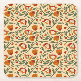 Seamless floral pattern in beige background rechteckiger pappuntersetzer