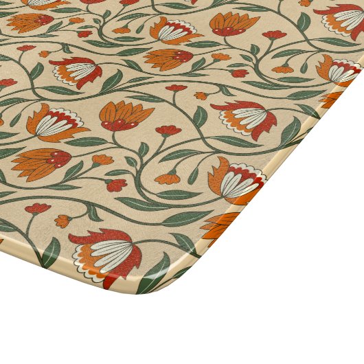 Seamless floral pattern in beige background schneidebrett (Ecke)
