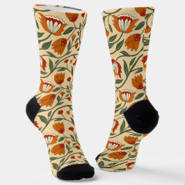 Seamless floral pattern in beige background socken
