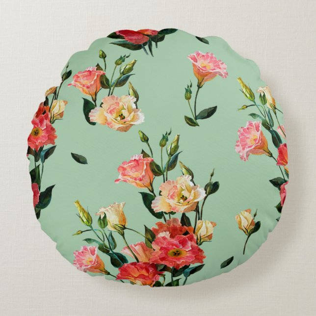 Seamless floral pattern in victorian style. Bouque Rundes Kissen (Vorderseite)