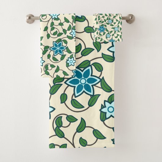 Seamless floral pattern on beige background badhandtuch set (Insitu)