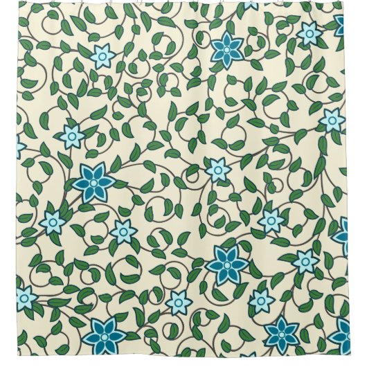 Seamless floral pattern on beige background duschvorhang (Vorderseite)