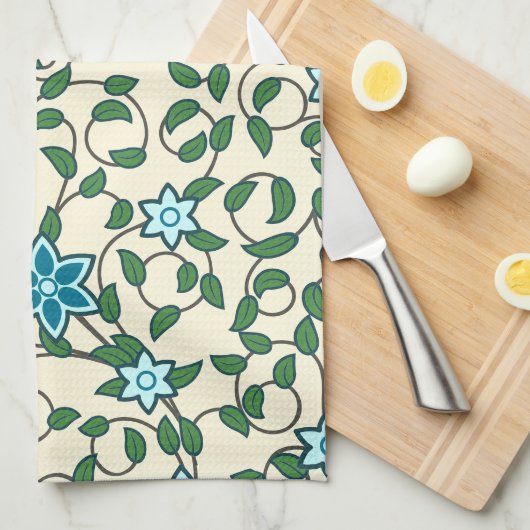 Seamless floral pattern on beige background geschirrtuch (Viertel Falte)