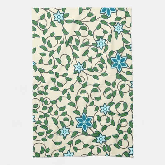 Seamless floral pattern on beige background geschirrtuch (Vertikal)