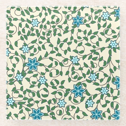 Seamless floral pattern on beige background glasuntersetzer (Vorderseite)