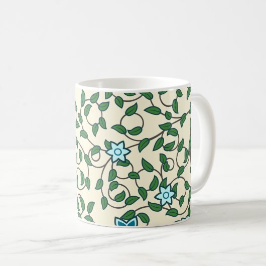 Seamless floral pattern on beige background kaffeetasse (VorderseiteRechts)