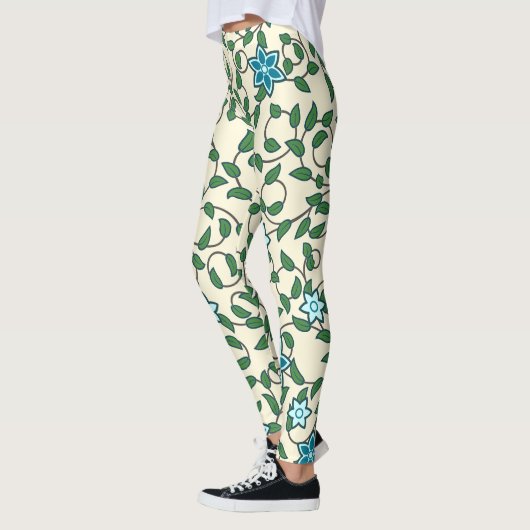 Seamless floral pattern on beige background leggings (Links)