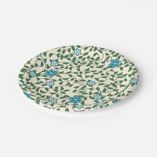 Seamless floral pattern on beige background pappteller (Schrägansicht)