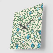 Seamless floral pattern on beige background quadratische wanduhr (Winkel)