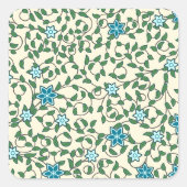 Seamless floral pattern on beige background quadratischer aufkleber (Vorderseite)